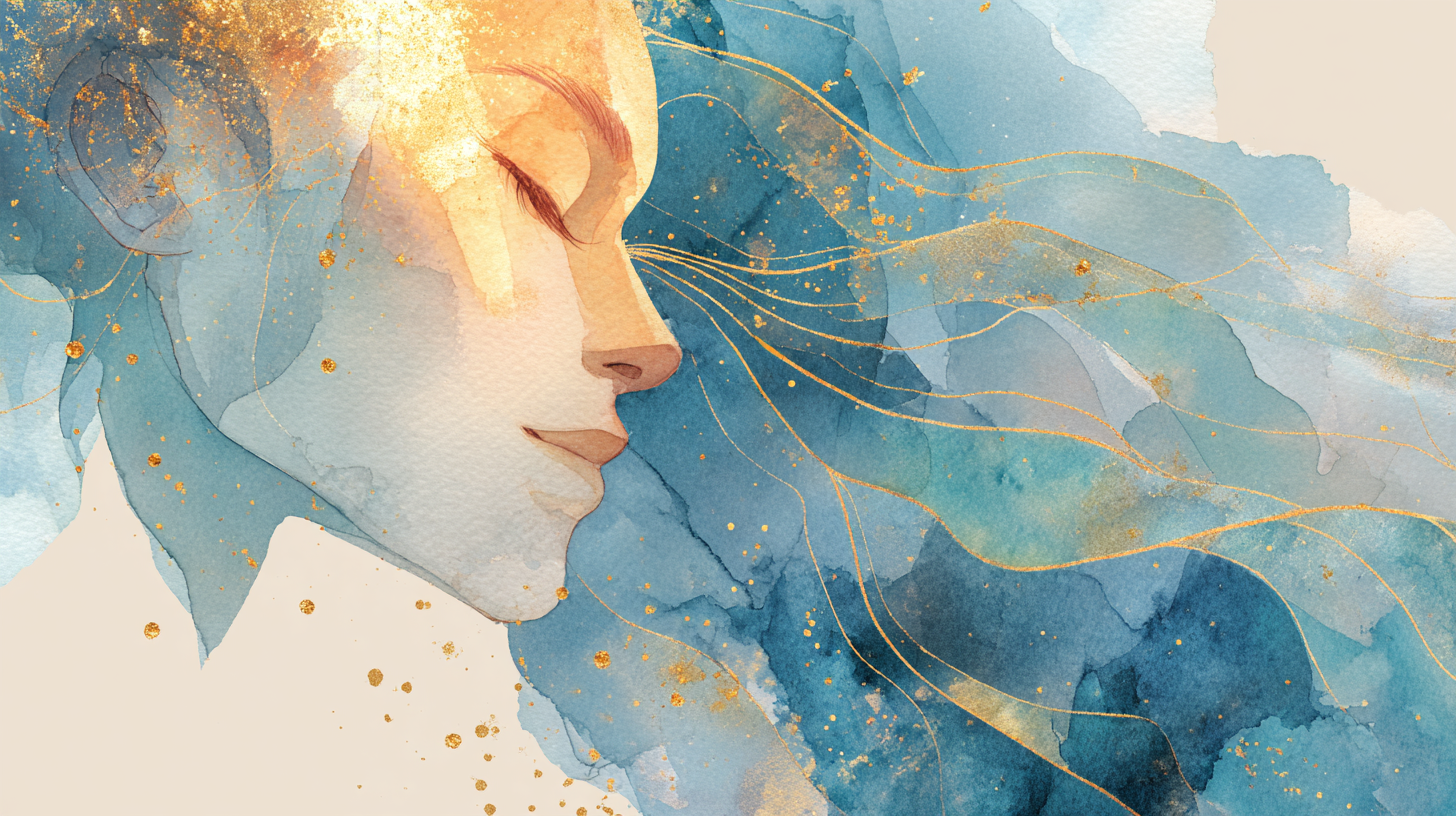 Aquarelle d'un profil serein lumineux, comprendre l'hypnose